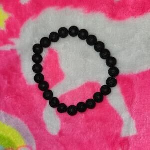 Black Lava Rock Beaded Stretch Bracelet
